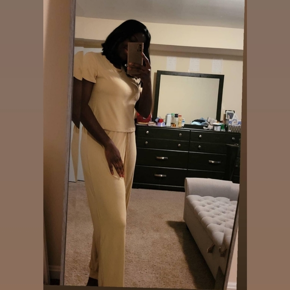 NWT loungewear set short sleeves extra soft tan S - Picture 4 of 5